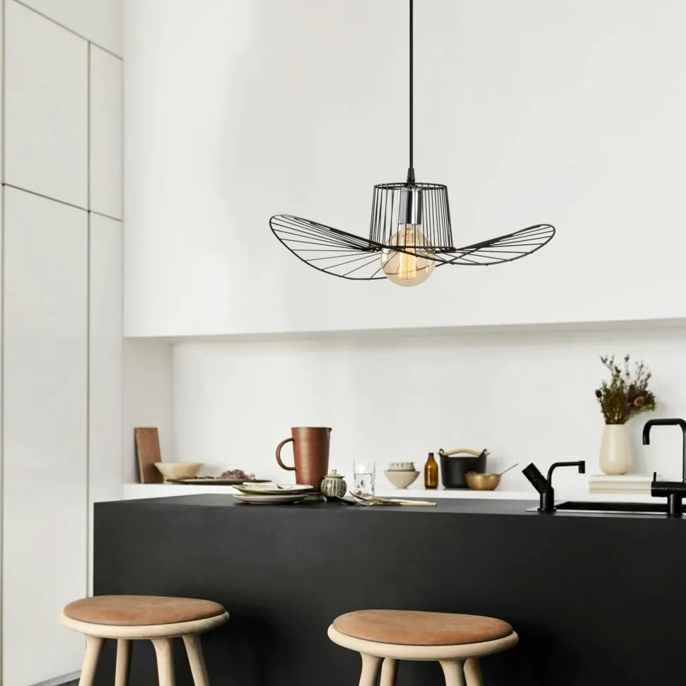 Suspension design noire métal filaire forme ondulée SINOP