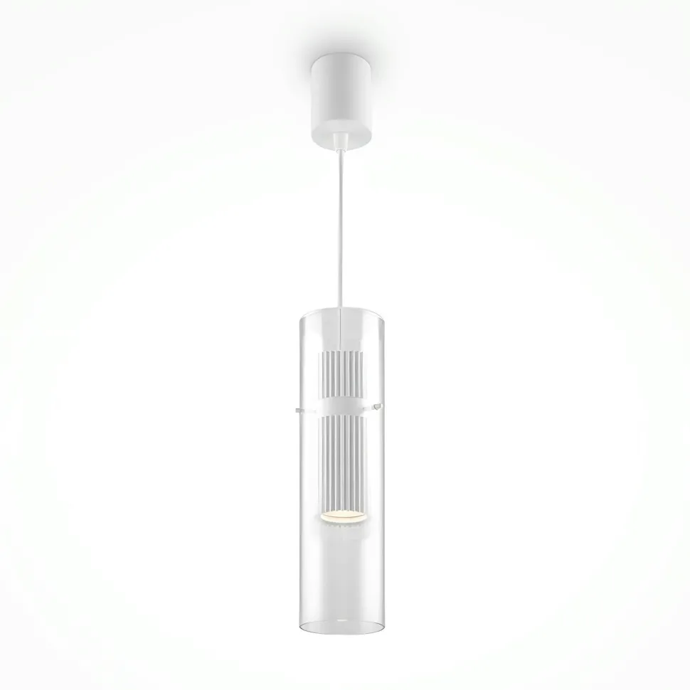 Suspension design verre – cylindre blanc et transparent TAVA