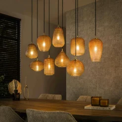Suspension en verre ambré motif pois 9 abat-jour NOVA