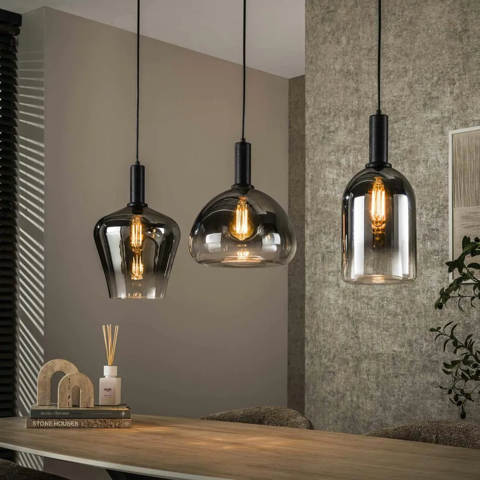 Suspension en verre fumé – 3 formes NOVA