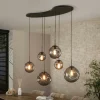 Suspension en verre fumé – 6 globes déformés NIAGARA