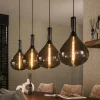 Suspension en verre fumé forme goutte 4 lampes NOVA