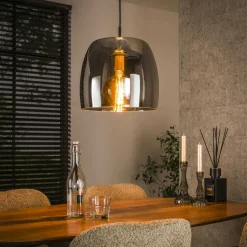 Suspension en verre fumé forme cloche NIAGARA