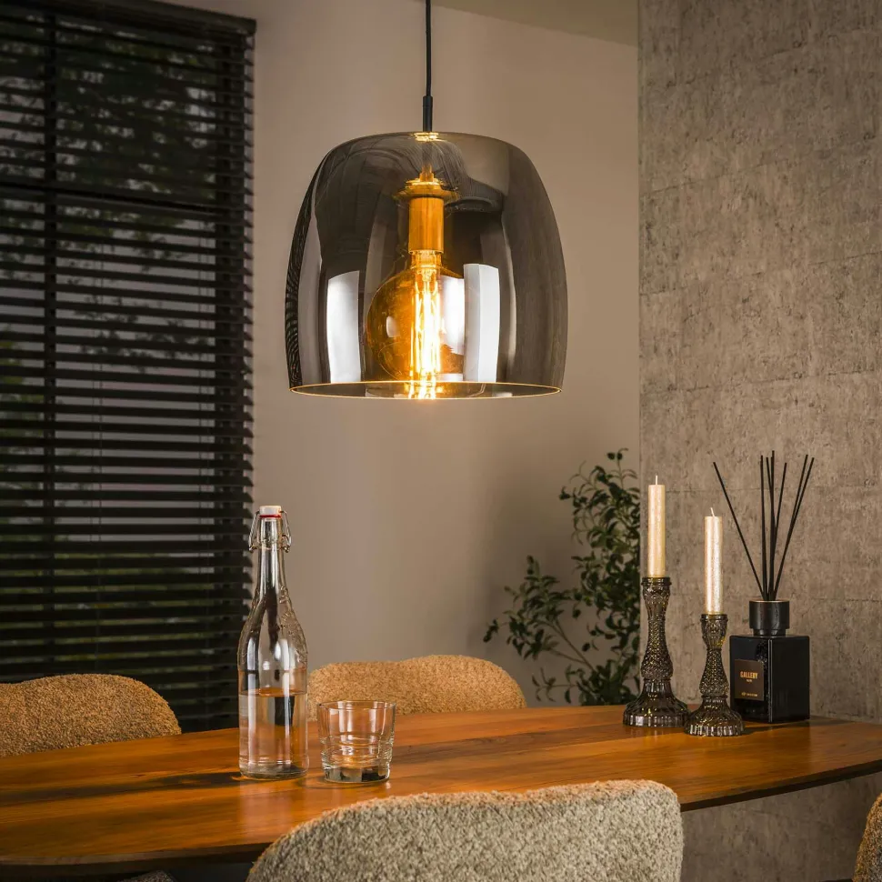 Suspension en verre fumé forme cloche NIAGARA