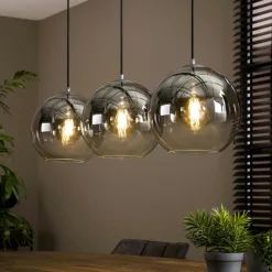 Suspension en verre gris fumé forme cloche 48 cm NIAGARA