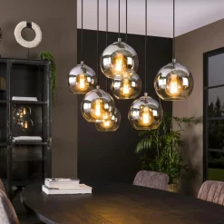 Suspension en verre gris fumé forme cloche 48 cm NIAGARA