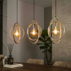 Suspension industrielle 3 lampes anneaux croisés TRIBECA