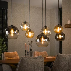 Suspension îlot cuisine – 3 lampes noir et or SILE