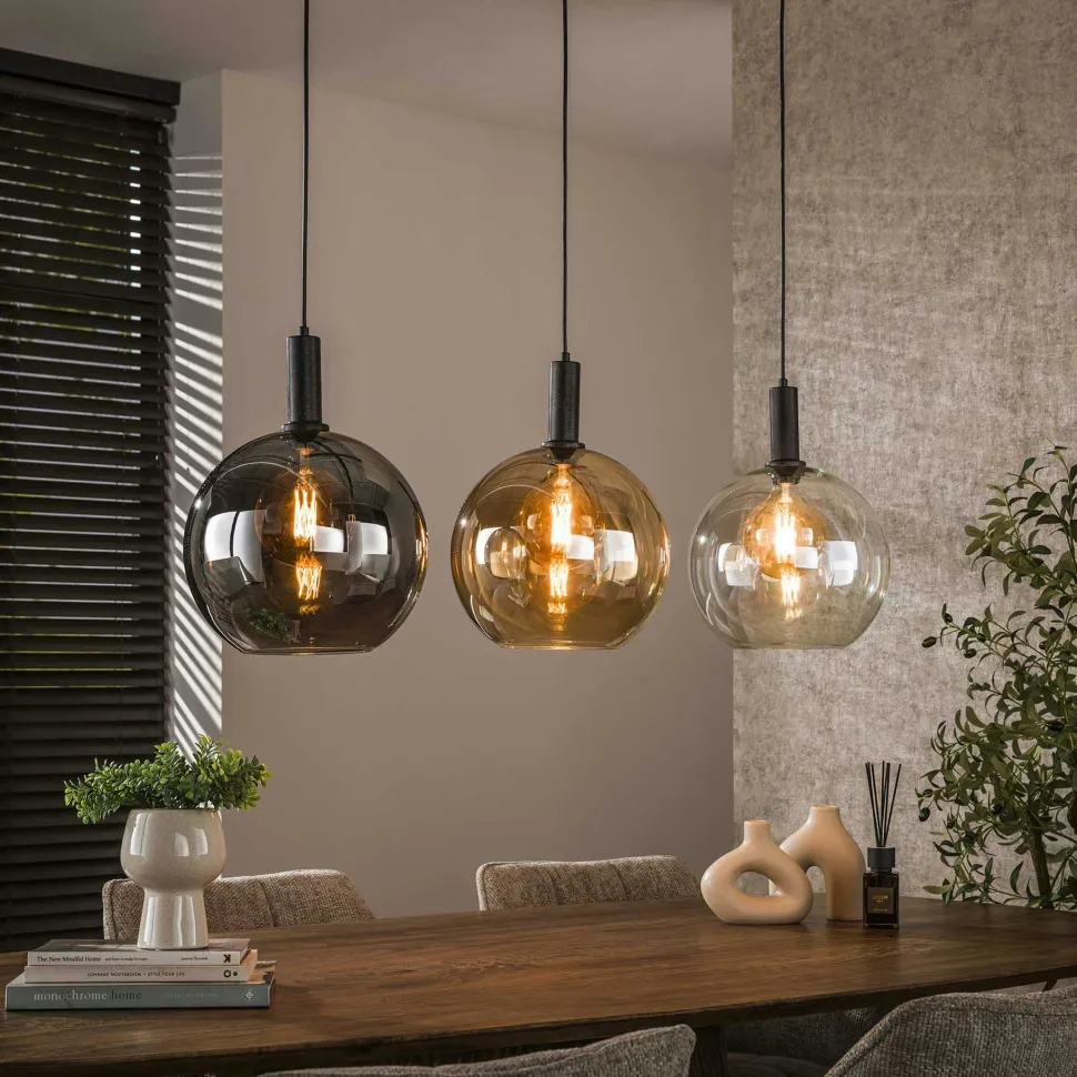 Suspension îlot cuisine 3 globes multicolores NOVA