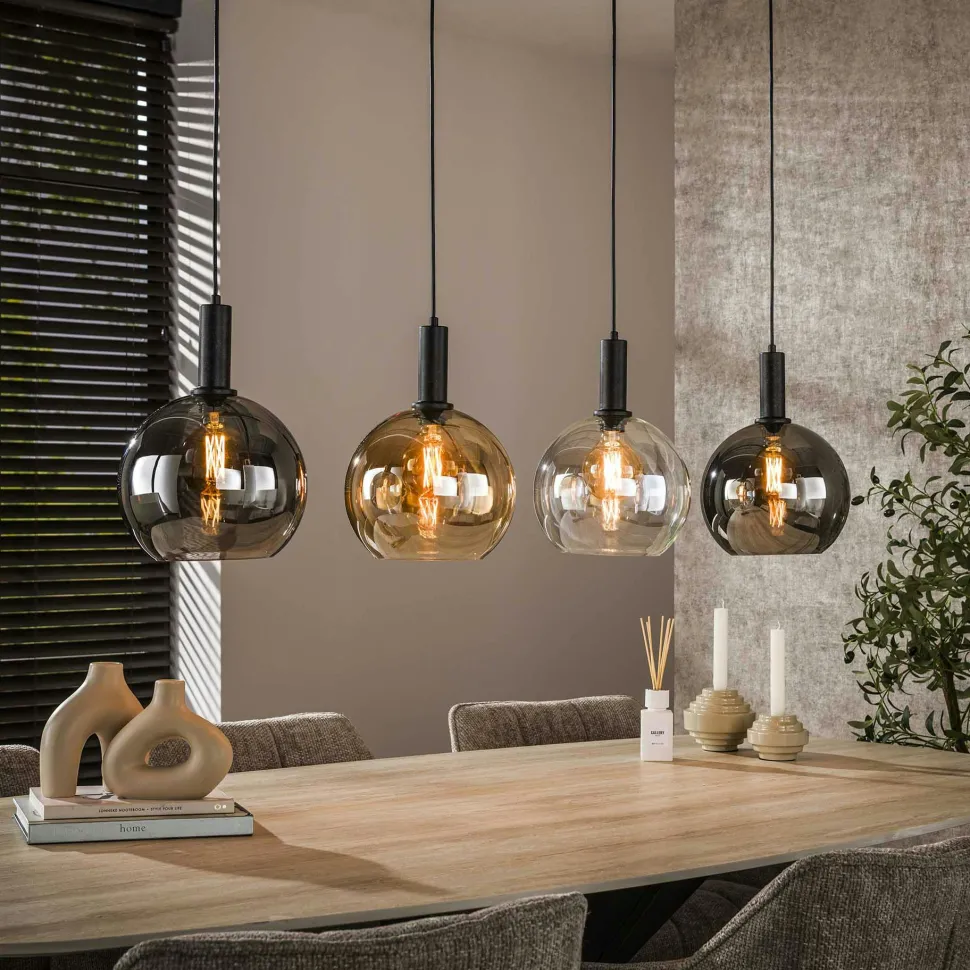 Suspension îlot cuisine 3 globes multicolores NOVA