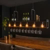 Suspension îlot cuisine 6 lampes avec support verres à pied, finition charbon RALF