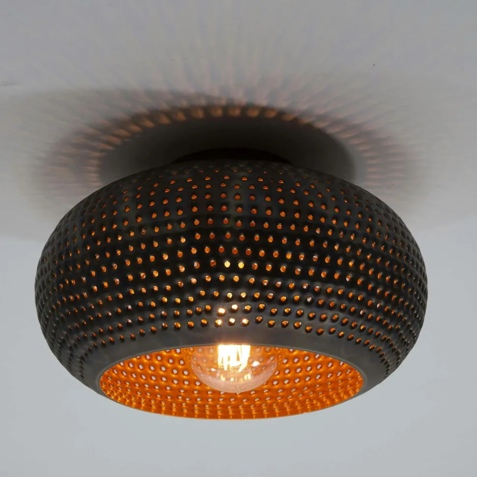 Suspension luminaire noir 4 lampes métal ajouré 130 cm JAVA