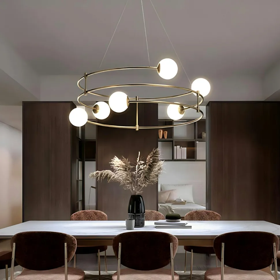 Suspension moderne - 4 globes sur structure spirale DELTONA