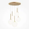 Suspension moderne blanc & or - 5 globes en grappe DELTONA
