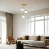 Suspension moderne dorée 3 globes verre dépoli SIERRE