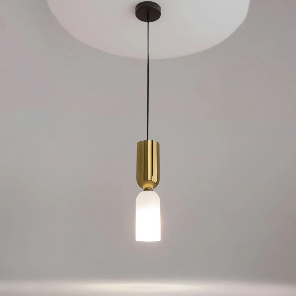 Suspension moderne dorée & blanche - forme sablier WINDER