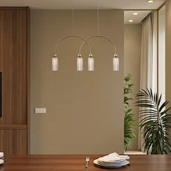 Suspension moderne double arche - verre ambré SOLANA