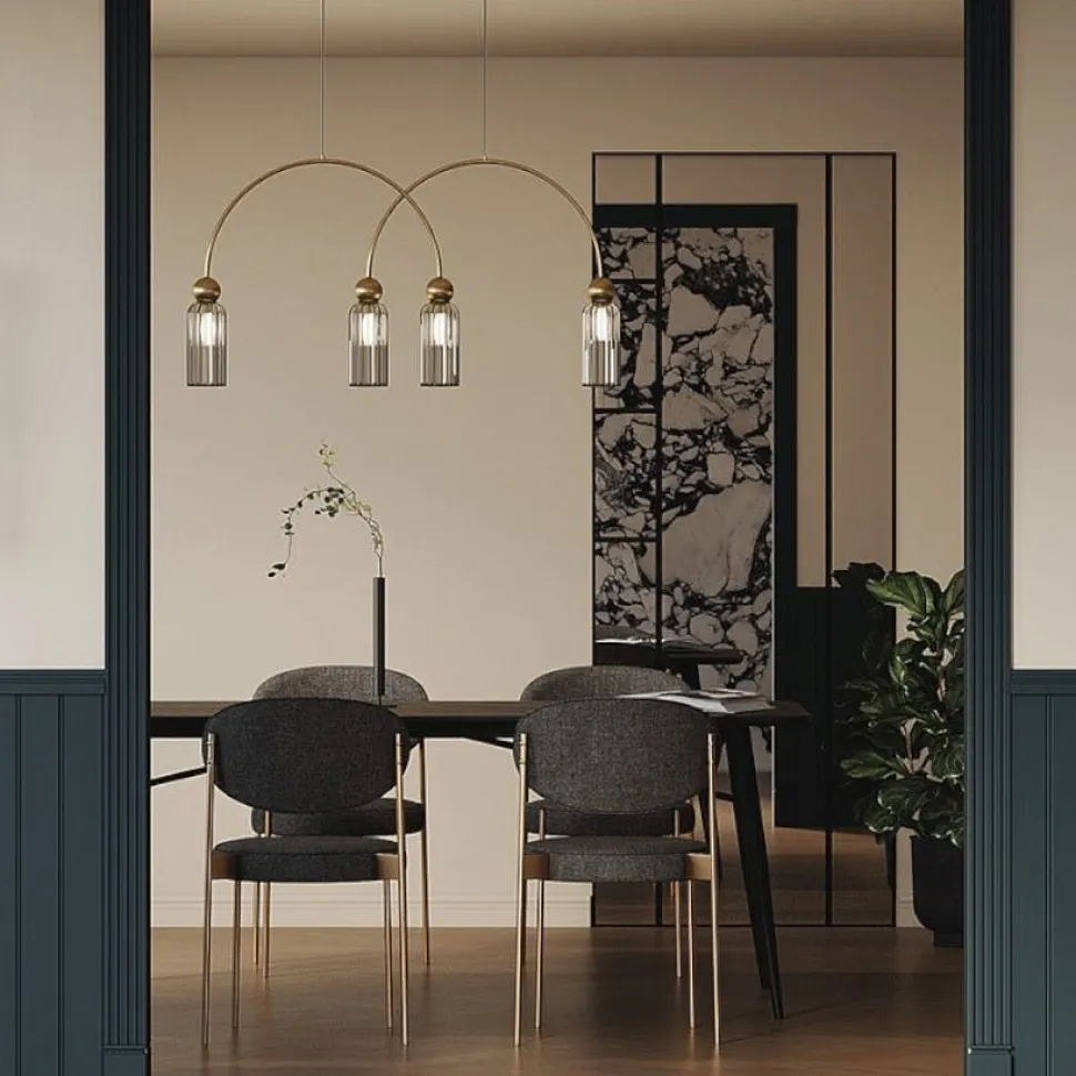 Suspension moderne double arche - verre ambré SOLANA