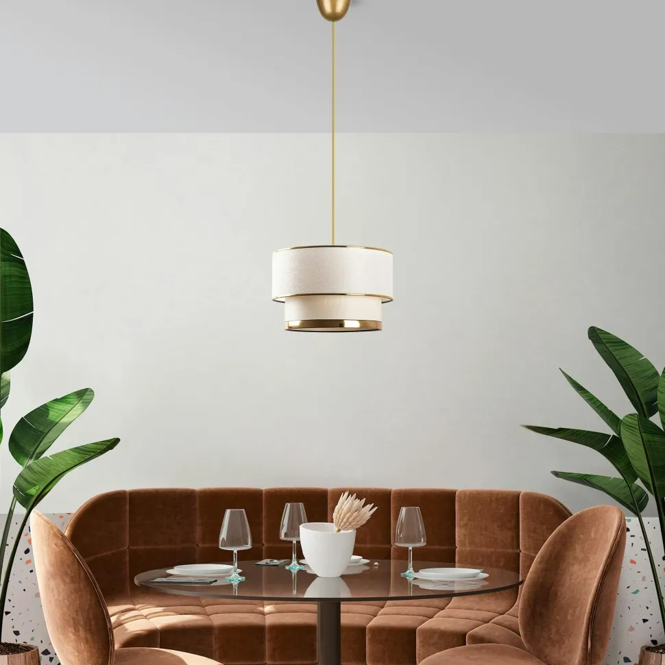 Suspension moderne en tissu - crème et or ZURICH
