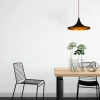 Suspension moderne noire mate câble rouge, forme évasée SILE