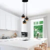 Suspension moderne noire et cuivre 3 abat-jour SILE