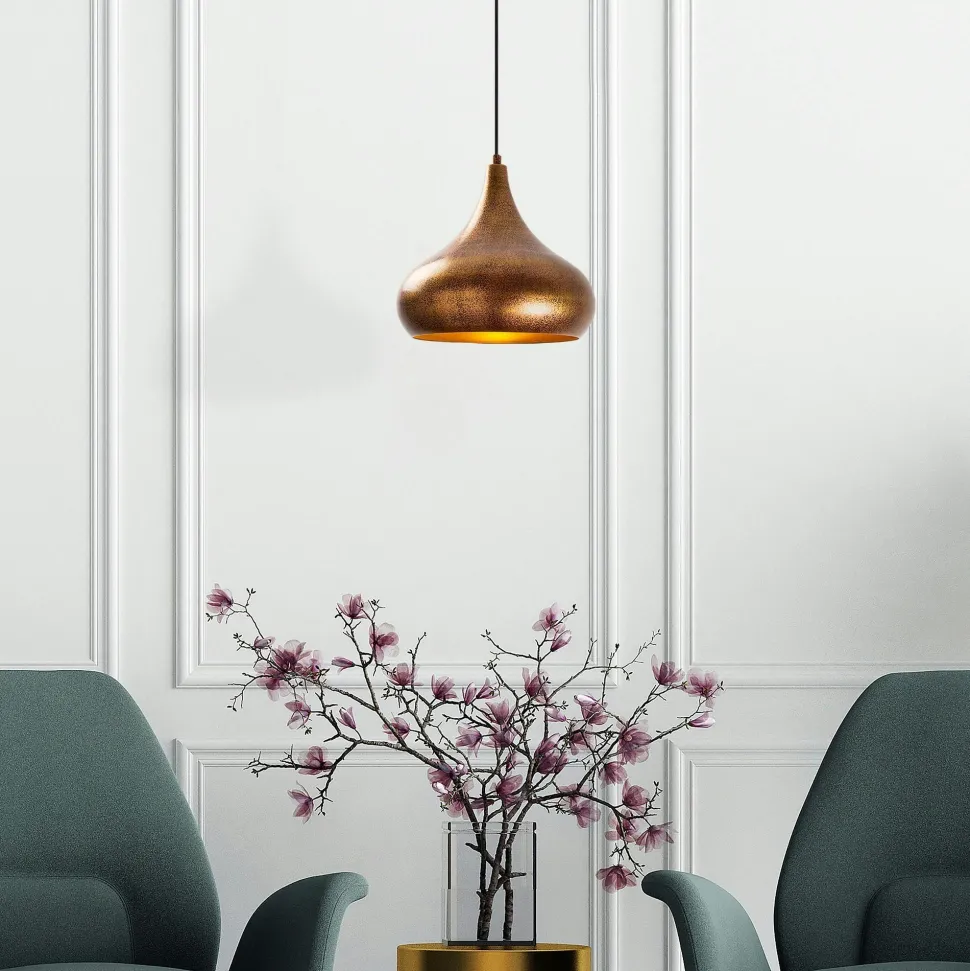 Suspension métal effet cuivre brossé – forme goutte SILE