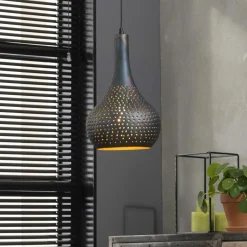 Suspension multiple 7 lampes en métal brun sombre JAVA