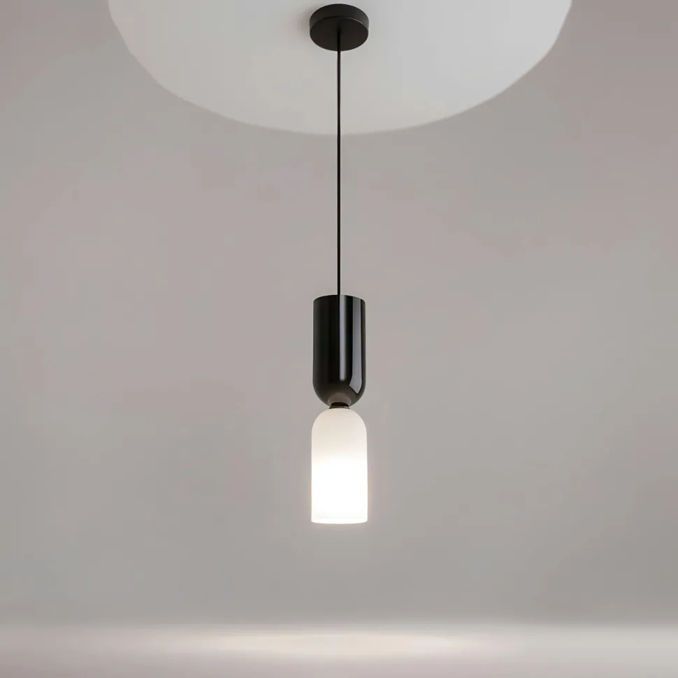 Suspension noire & blanche en verre - forme sablier WINDER