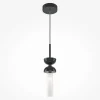 Suspension noire design – sablier marbre noir & verre blanc ENID