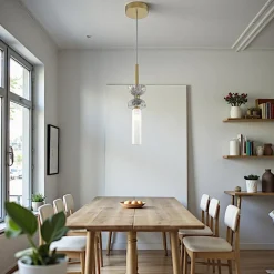 Suspension noire design – sablier marbre noir & verre blanc ENID