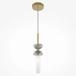 Suspension noire design – sablier marbre noir & verre blanc ENID