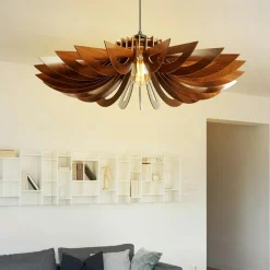 Suspension salon beige chiné - abat-jour triple ZURICH