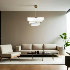 Suspension salon grise - abat-jour triple, moderne ZURICH