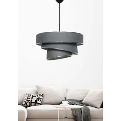 Suspension salon noir et or - abat-jour triple, design ZURICH