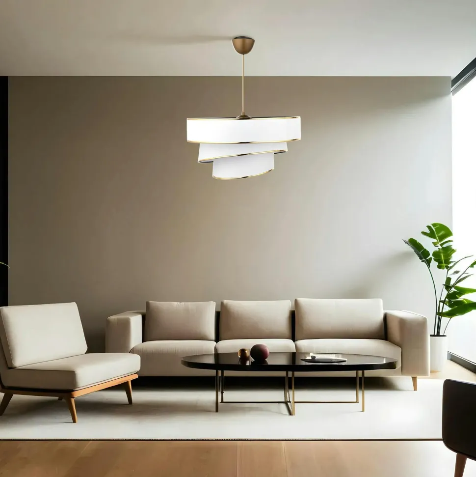 Suspension salon noir et or - abat-jour triple, design ZURICH