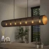 Suspension tube en métal noir perforé 7 lampes RALF