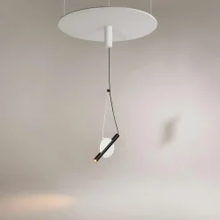Suspension design graphique – disque blanc et tube noir MONA