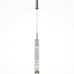 Suspension design LED – abat‑jour verre taillé gris SOLANA
