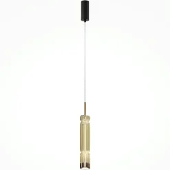 Suspension design LED – abat‑jour verre taillé gris SOLANA