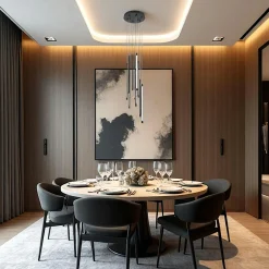 Suspension design LED – cascade de 9 lampes noires SALEM