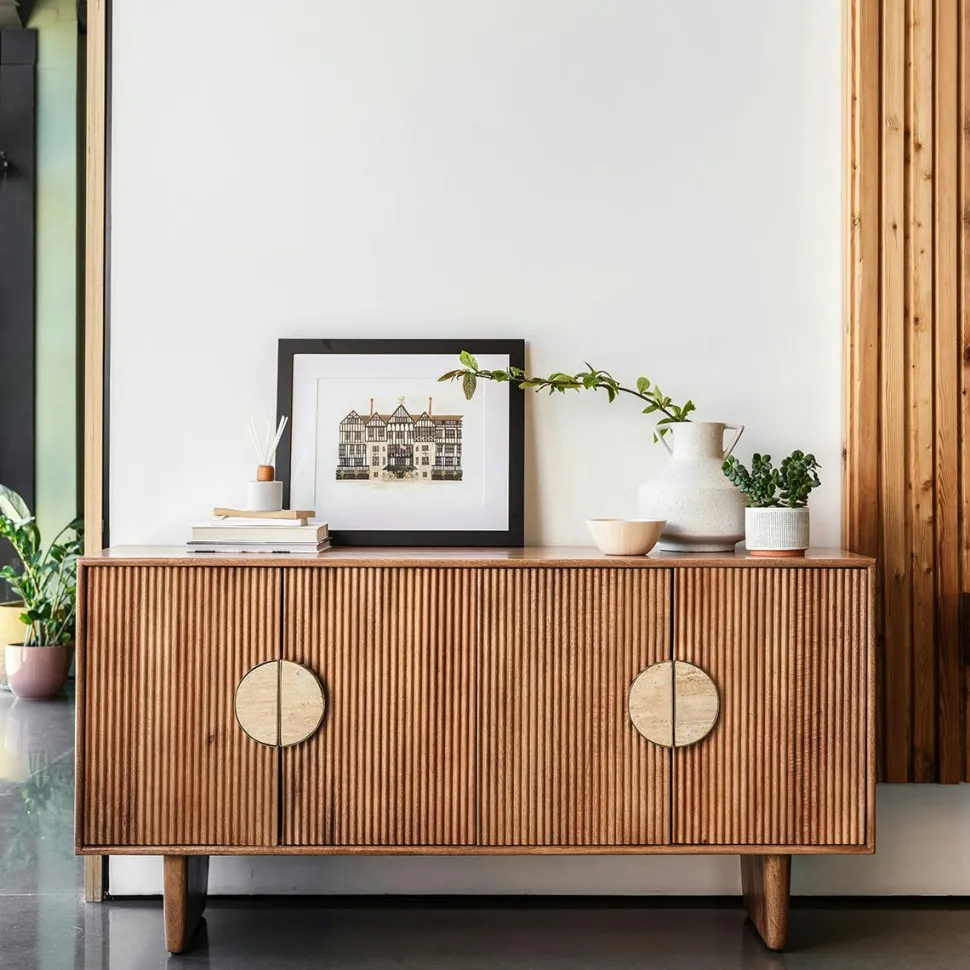 Table à manger 240 cm en teck recyclé massif pied mikado bois SWING