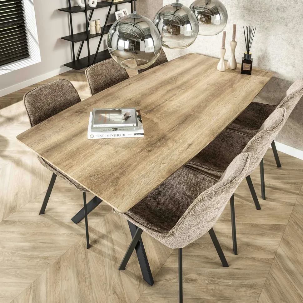 Table à manger contemporaine effet chêne antique 190 cm HELSINKI