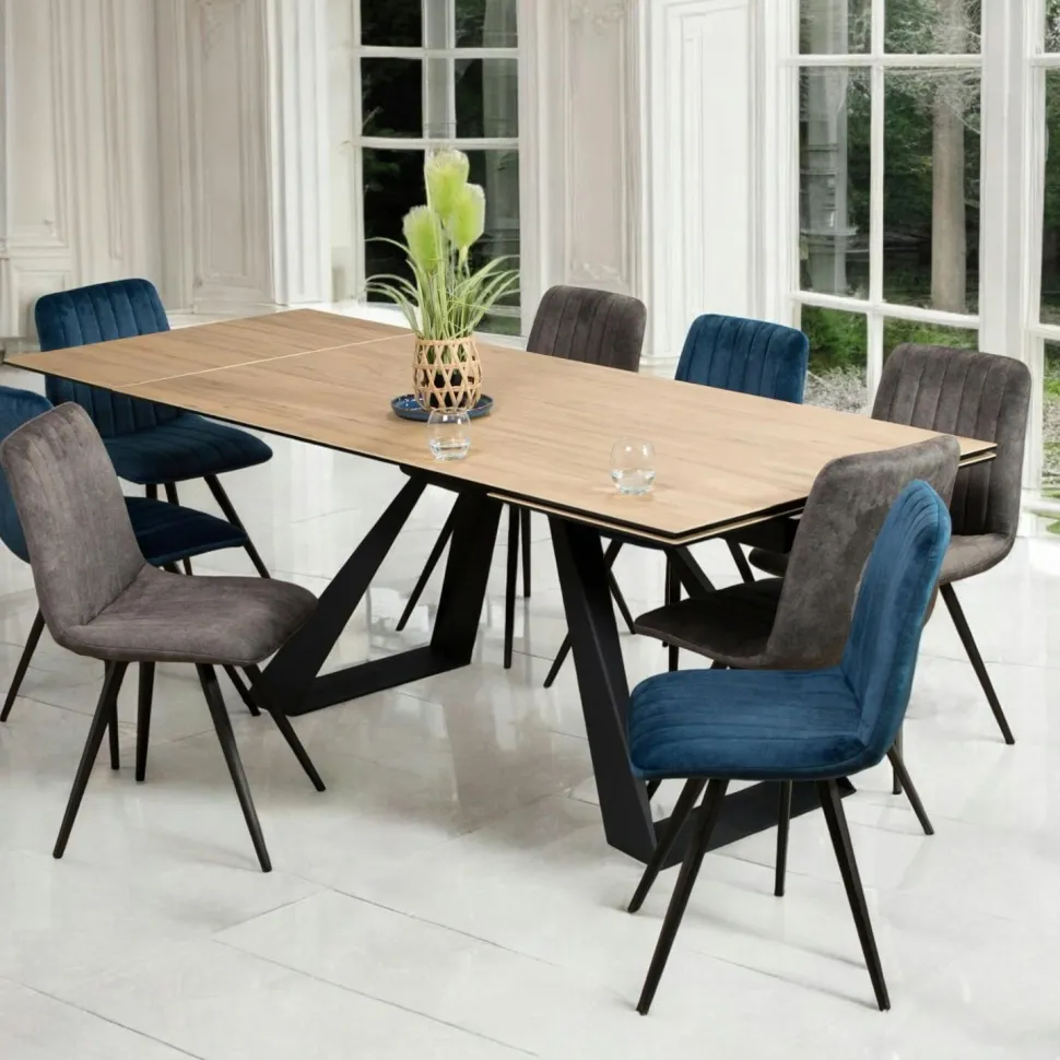 Table à manger extensible en céramique grise 180-280 LOMBARDIE