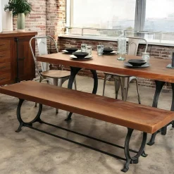 Table à manger industrielle vintage bois recyclé 180 cm LEEDS