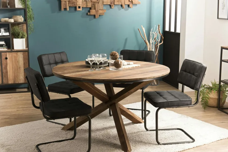 Table à manger industrielle teck recyclé 200x90 SWING