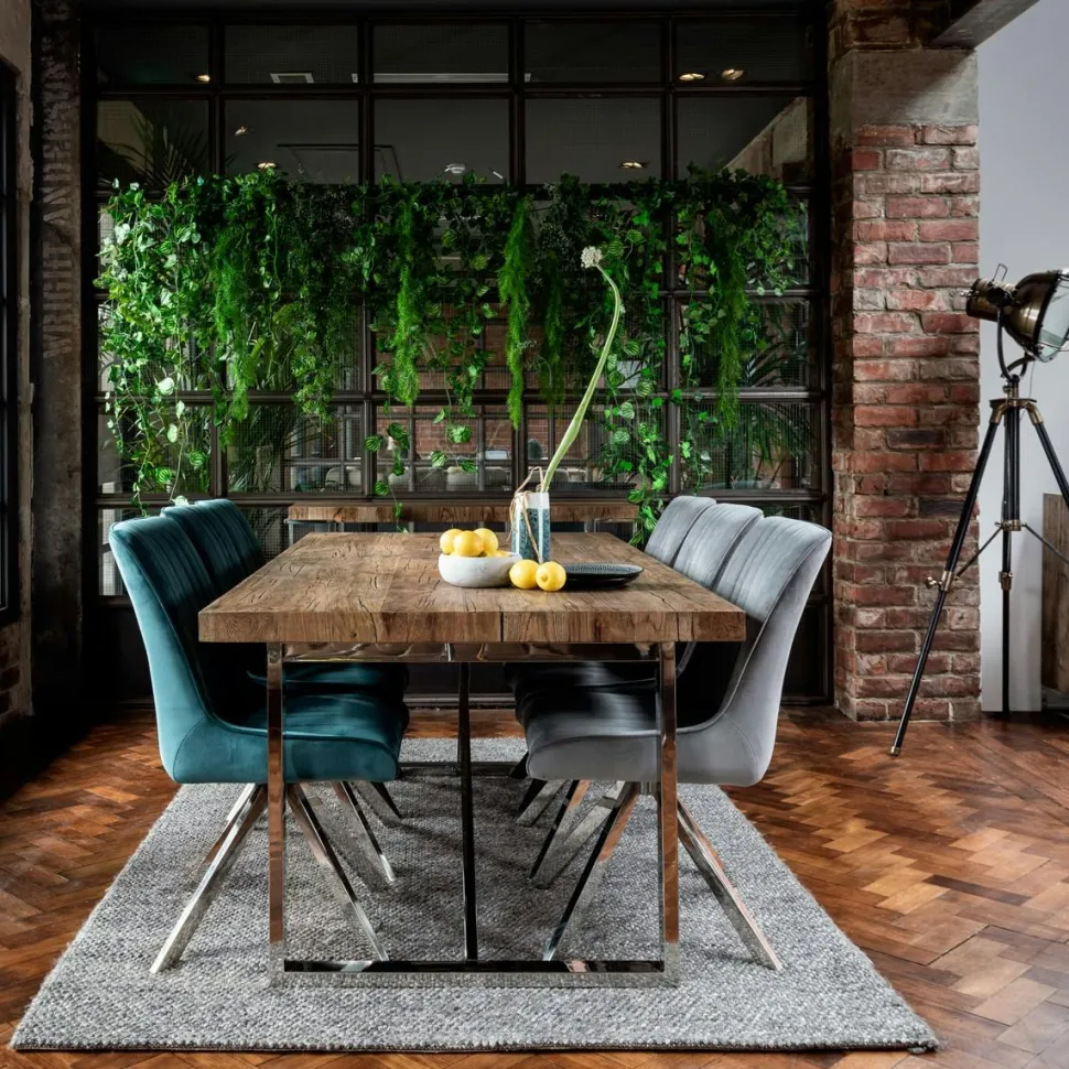 Table à manger moderne chêne acier 200 cm RIVERSIDE