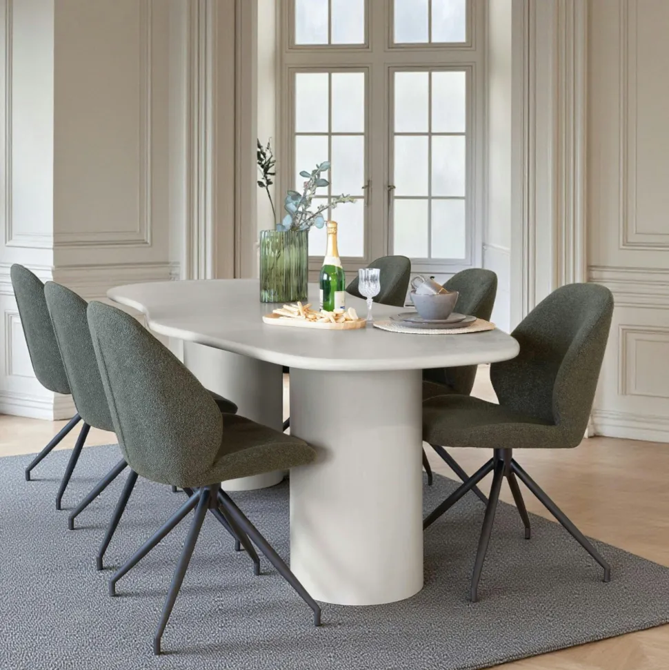 Table à manger moderne grise - organique, 200 cm ALBERTA