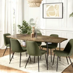 Table à manger ronde bois recyclé motif éventail 120 cm KORKAI
