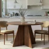 Table à manger ronde effet bois de noyer Ø120 cm MARFA
