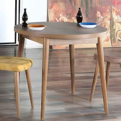Table à manger ronde noire effet marbré Ø90 cm MARFA